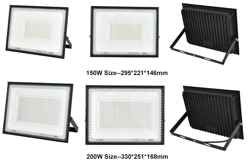 LED Flood Light Ultra-thin 30W 50W 100W 150W 200W Cool Warm White Floodlights IP65 Outdoor Lighting For Garden Garage Fence