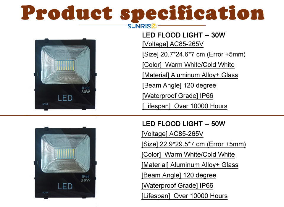 Led Floodlight 30W 50W Refletor IP66 Waterproof High brightness Outdoor AC85-265V Spotlight Street Lighting Flood Lamp