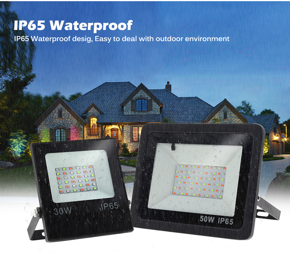 RGB Led Floodlight 10W 30W 50W 100W AC220V Flood Light Outdoor Wall Billboard lighting Reflector IP68 Waterproof Garden Lighting