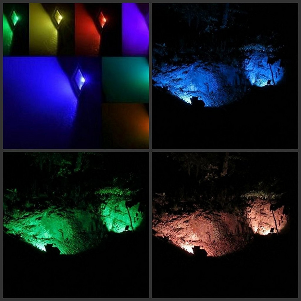 Outdoor LED RGB Spotlight 50W Flood Lights 10W 20W 30W 24 key Remote Controller Waterproof Multicolour 230V Landscape Lighting