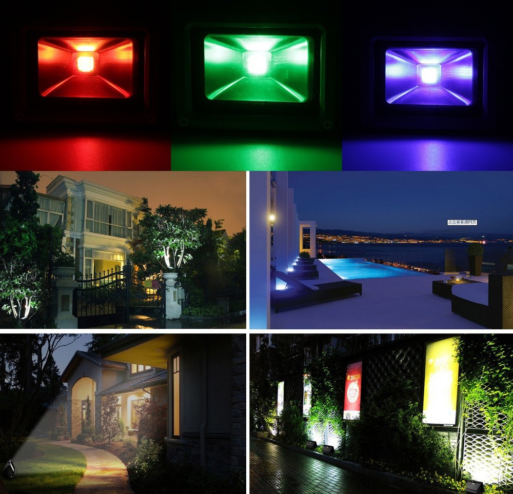 Outdoor LED RGB Spotlight 50W Flood Lights 10W 20W 30W 24 key Remote Controller Waterproof Multicolour 230V Landscape Lighting