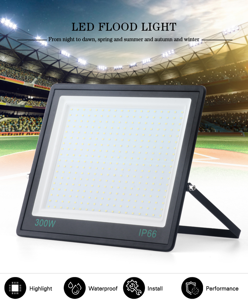 300W LED FloodLights Outdoor Lighting IP67 Waterproof High Brightness Ultra-thin Flood Light Spotlight 220V 50W 100W 150W 200W