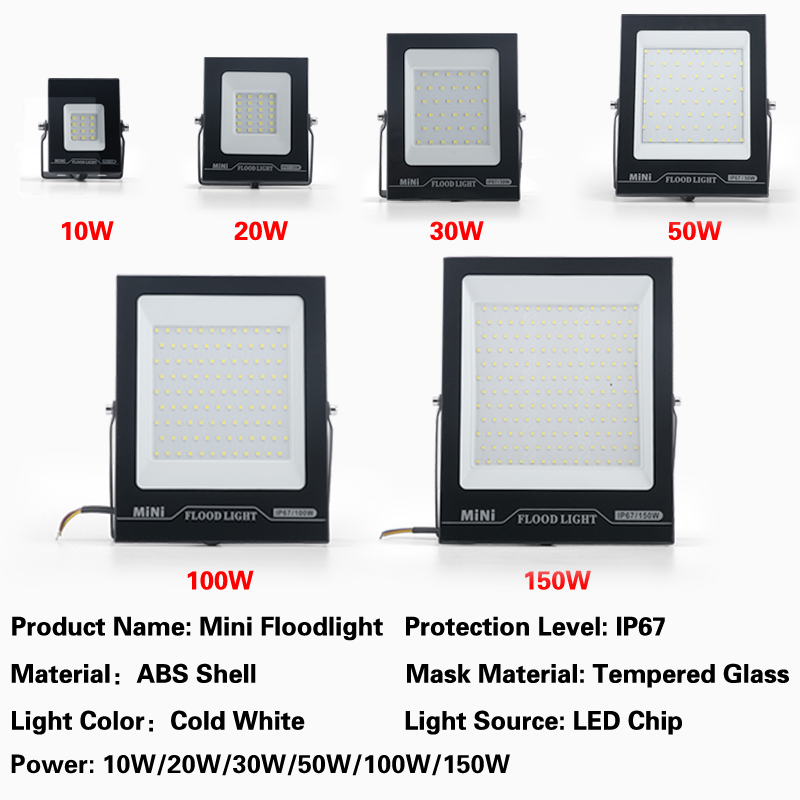 LED FloodLights Outdoor Lighting IP67 Waterproof High Brightness Mini Flood Light Spotlight 220V 10W 20W 30W 50W 100W 150W 200W