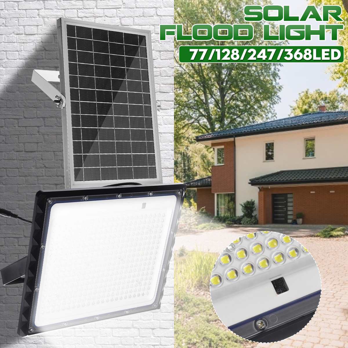 Lens LED Solar Flood Light 100W 150W 300W 400W Outdoor Wall Street Lamp IP65 Waterproof Landscape Lighting with Remote Control