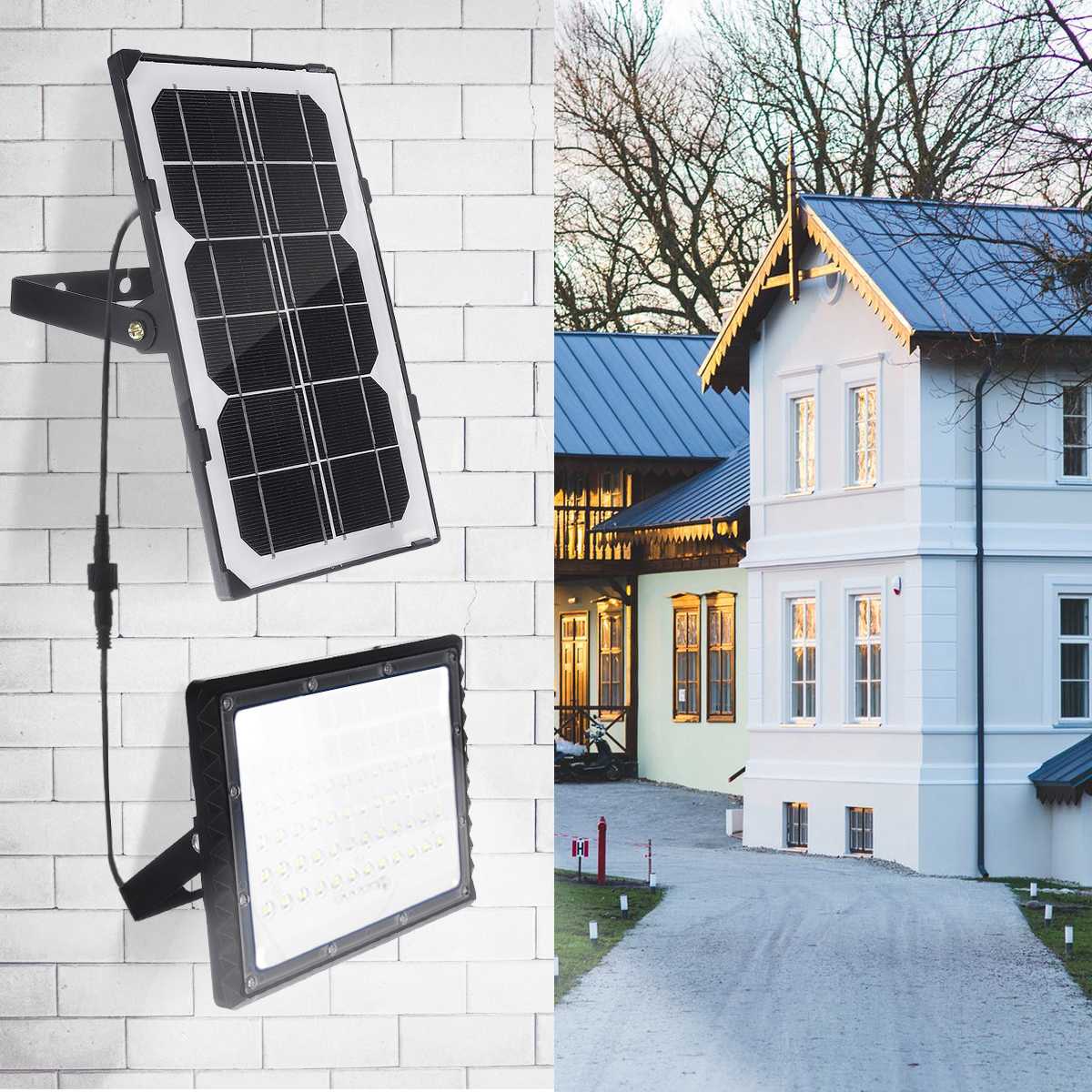 Lens LED Solar Flood Light 100W 150W 300W 400W Outdoor Wall Street Lamp IP65 Waterproof Landscape Lighting with Remote Control