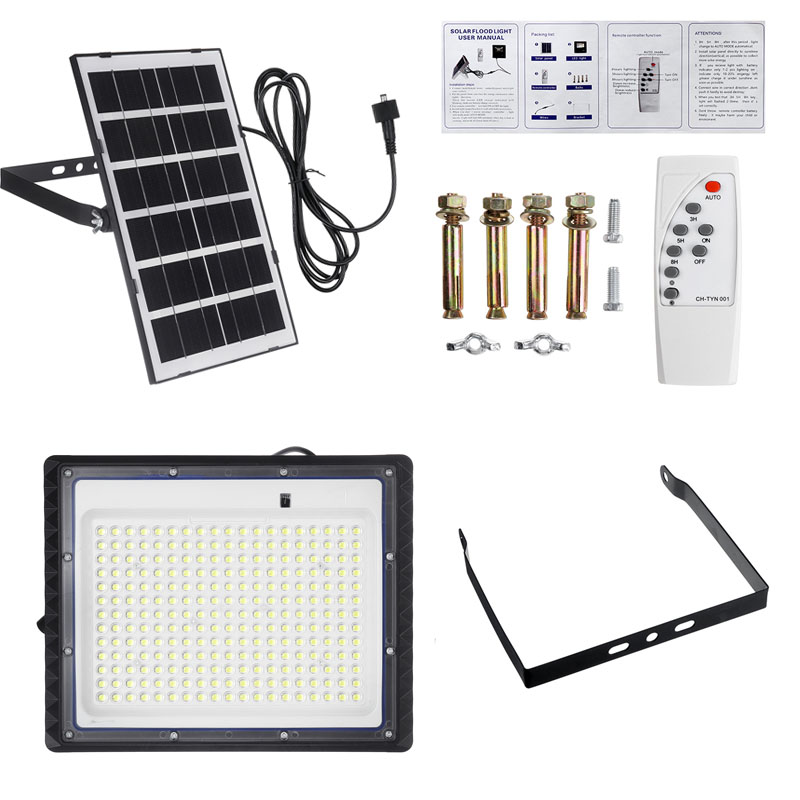 Lens LED Solar Flood Light 100W 150W 300W 400W Outdoor Wall Street Lamp IP65 Waterproof Landscape Lighting with Remote Control