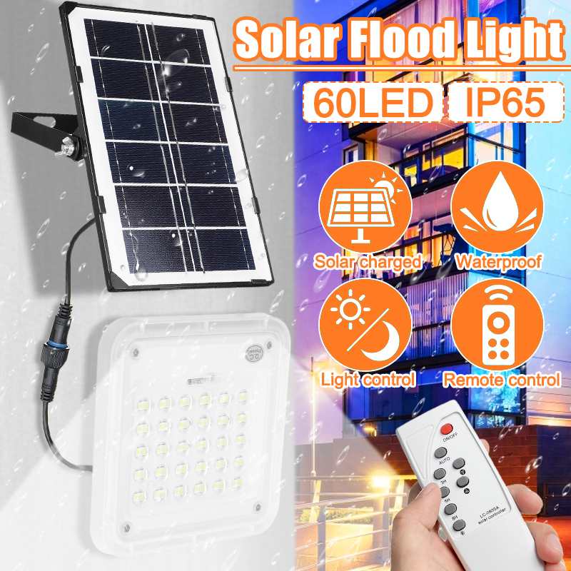 150W Solar Lights Remote Outdoor Flood Lights with Solar Panel Waterproof IP65 Solar Wall Lights for Yard Garden Garage Patio