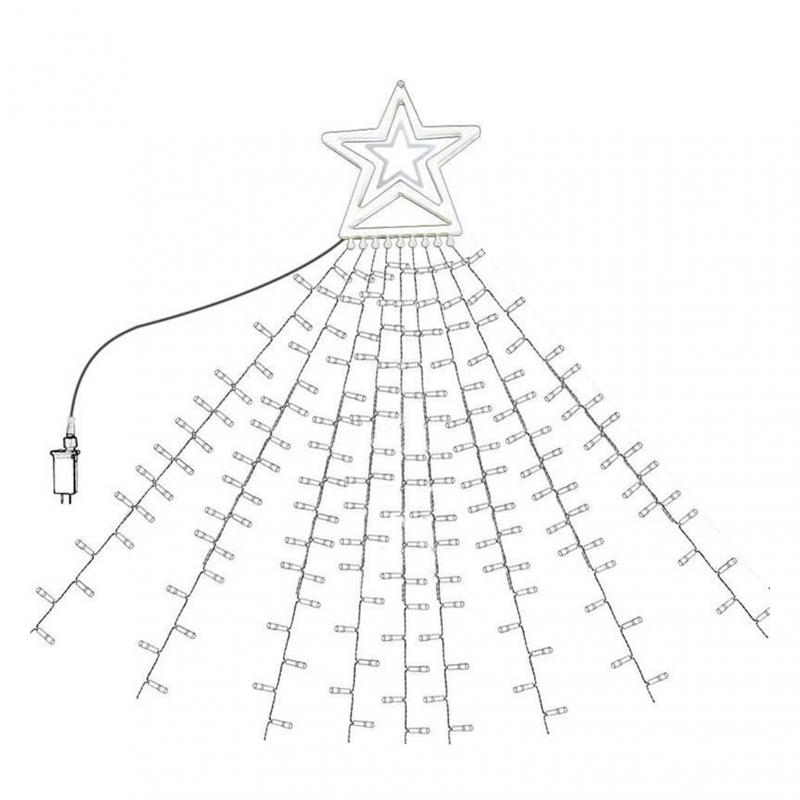 LED Five-pointed Star Waterfall Light Garden Lawn Star Hanging Tree Light Waterproof Solar Christmas Tree Decoration