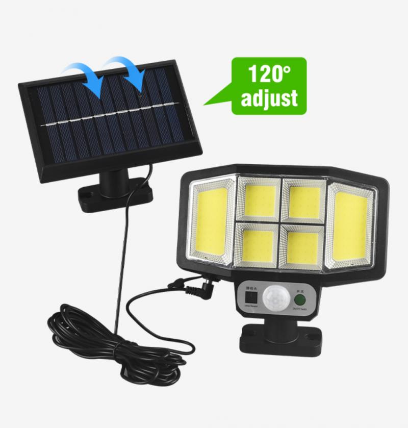 Solar LED Motion Sensor Lights Outdoor Wall Security Lamp 3 Modes Waterproof Adjustable Head Garden Lighting with Remote