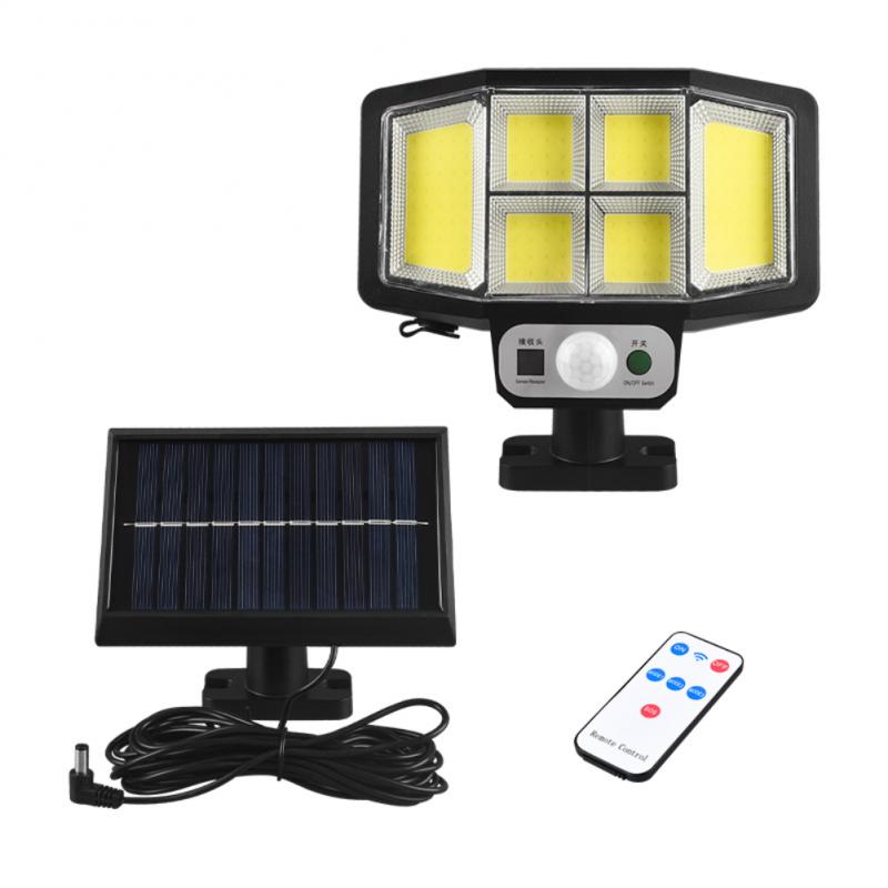 Solar LED Motion Sensor Lights Outdoor Wall Security Lamp 3 Modes Waterproof Adjustable Head Garden Lighting with Remote