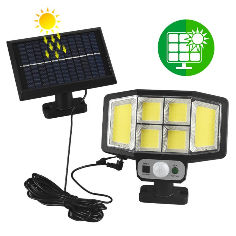 Solar LED Motion Sensor Lights Outdoor Wall Security Lamp 3 Modes Waterproof Adjustable Head Garden Lighting with Remote