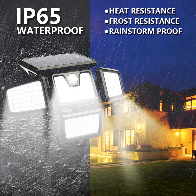 Solar Light Outdoor Four-head 141LED Human Sensor Wall Lamp IP65 Induction Wall Light For Home Garden Courtyard Street Lighting