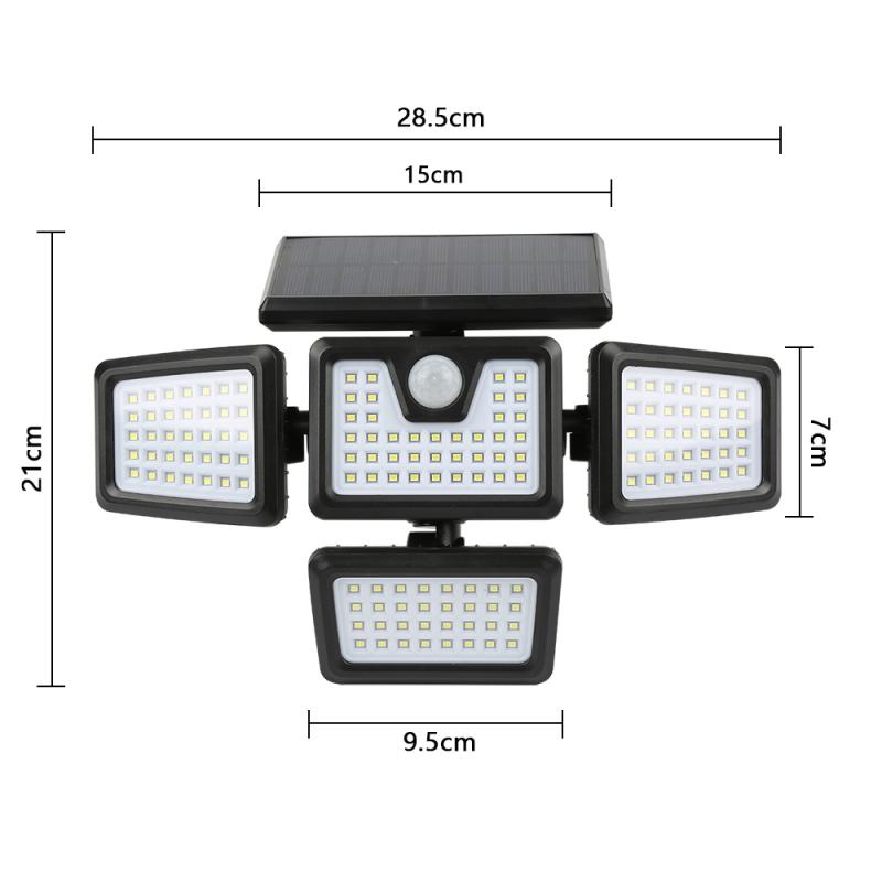 Solar Light Outdoor Four-head 141LED Human Sensor Wall Lamp IP65 Induction Wall Light For Home Garden Courtyard Street Lighting