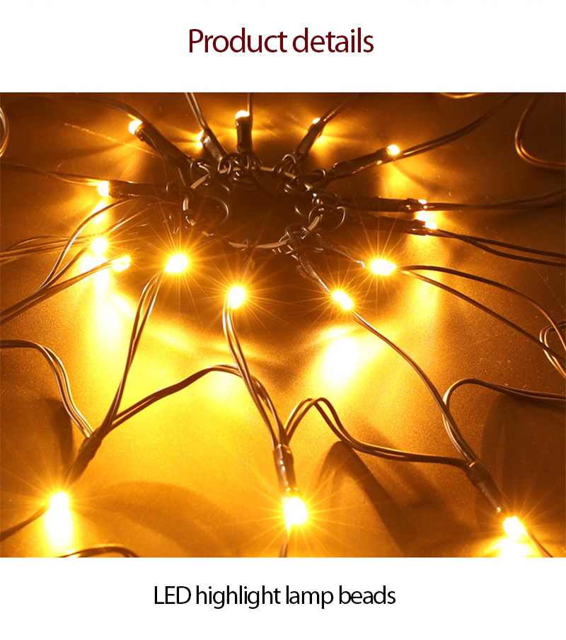 3.28ft Diameter 70LED Halloween Spider Web Lights USB 8Modes Spider Web Wall Net Lights For Scary Halloween Decoration Garland