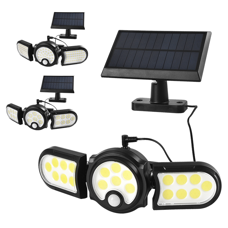 Solar Light Outdoor Three-head Wall Street Lamp Waterproof Split Type Sensor Street Light for Garden Lawn Courtyard Lighting