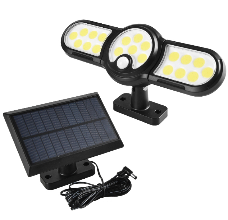 Solar Light Outdoor Three-head Wall Street Lamp Waterproof Split Type Sensor Street Light for Garden Lawn Courtyard Lighting