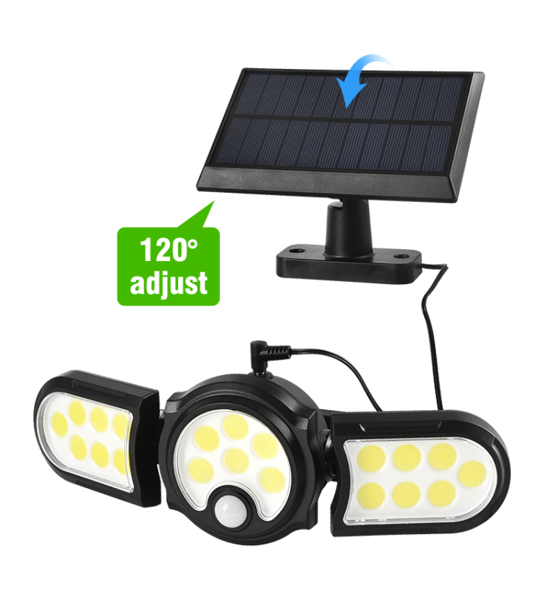 Solar Light Outdoor Three-head Wall Street Lamp Waterproof Split Type Sensor Street Light for Garden Lawn Courtyard Lighting