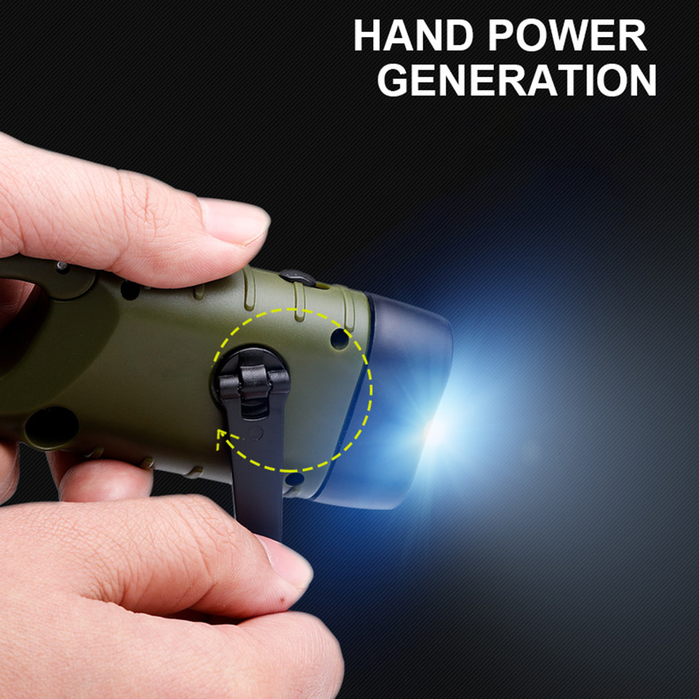 Mini Emergency Hand Crank Dynamo Solar Flashlight Rechargeable LED Light Lamp Charging Powerful Torch For Outdoor Camping Hiking