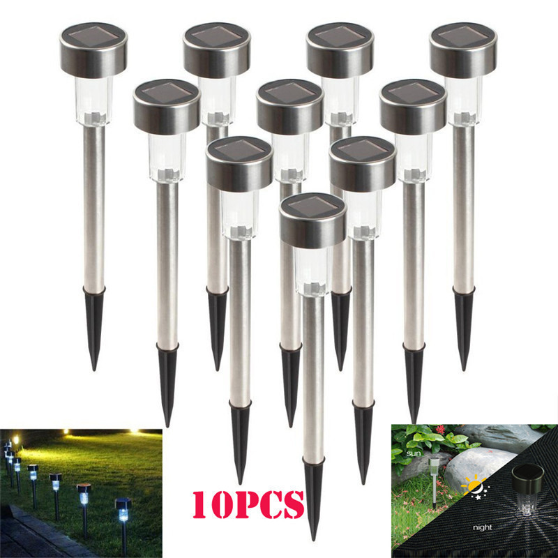 10pcs/Lot Solar panel LED Spike Spot Light Spotlight Landscape Garden Yard Path Lawn Solar Lamps Outdoor Grounding Sun Light