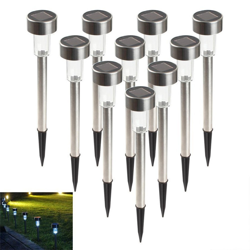 10pcs/Lot Solar panel LED Spike Spot Light Spotlight Landscape Garden Yard Path Lawn Solar Lamps Outdoor Grounding Sun Light