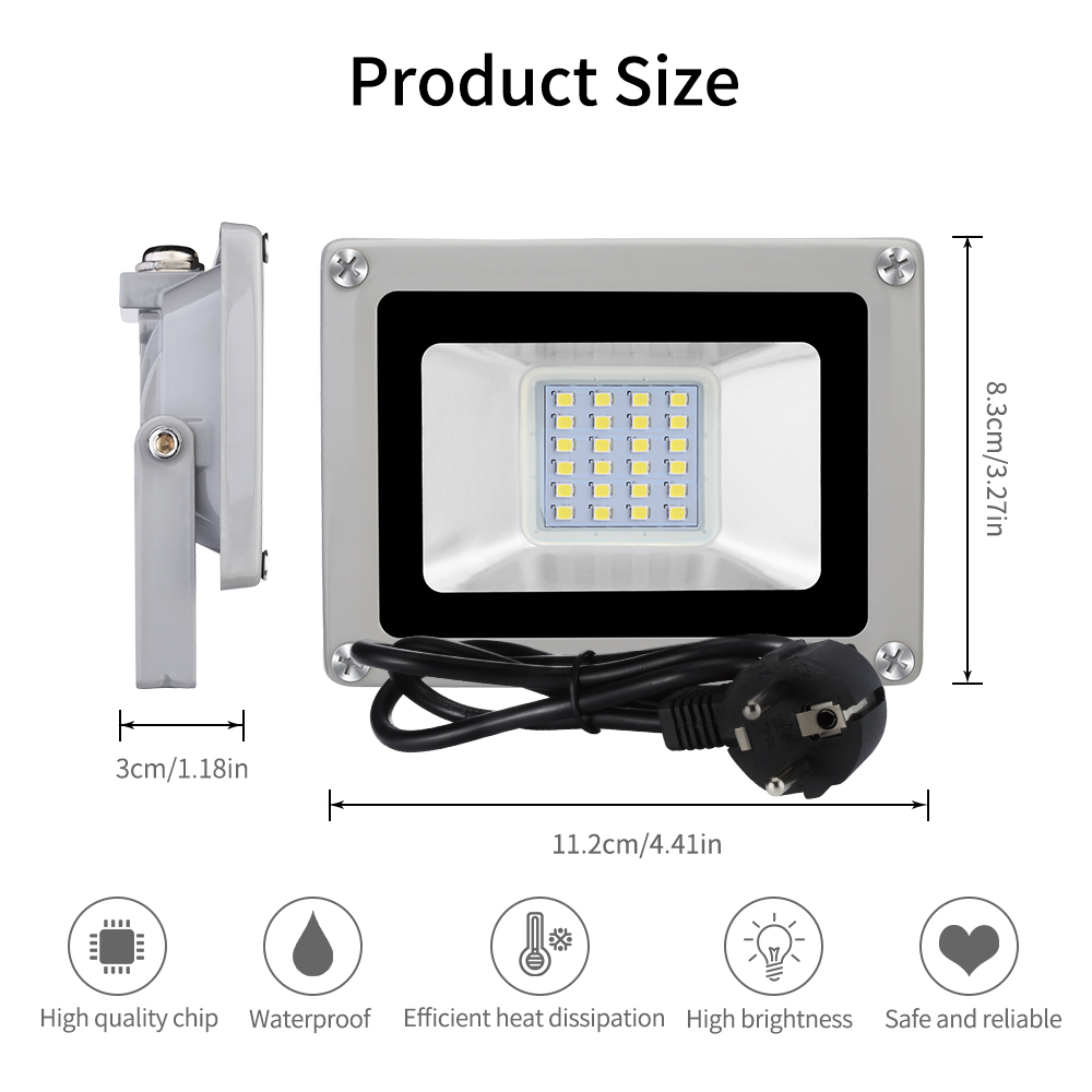 220V 10W/30W/50W/100W LED Flood Light SMD 2835 Outdoor Floodlights Lamp EU plug Cold White/Warm White Waterproof IP65 Spotlight