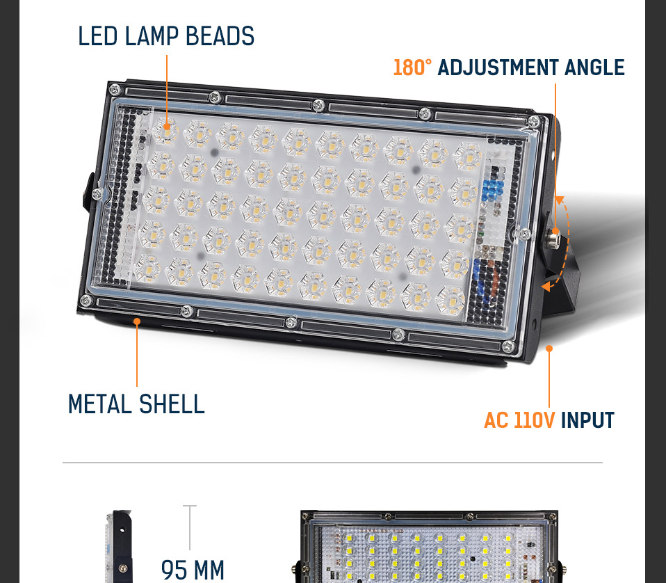 AC110V LED Floodlight 50W Waterproof IP65 Outdoor Lighting LED Projector Flood Light LED Reflector Spotlight Street Lamp