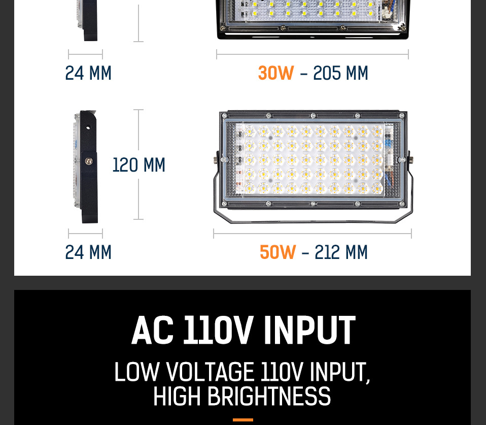 AC110V LED Floodlight 50W Waterproof IP65 Outdoor Lighting LED Projector Flood Light LED Reflector Spotlight Street Lamp