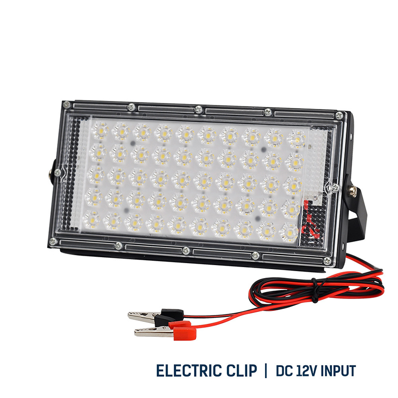 DC12V LED Flood Light 50W Electric Clip Portable LED Spotlight LED Street Lamp Emergency Outdoor Lighting For Camping