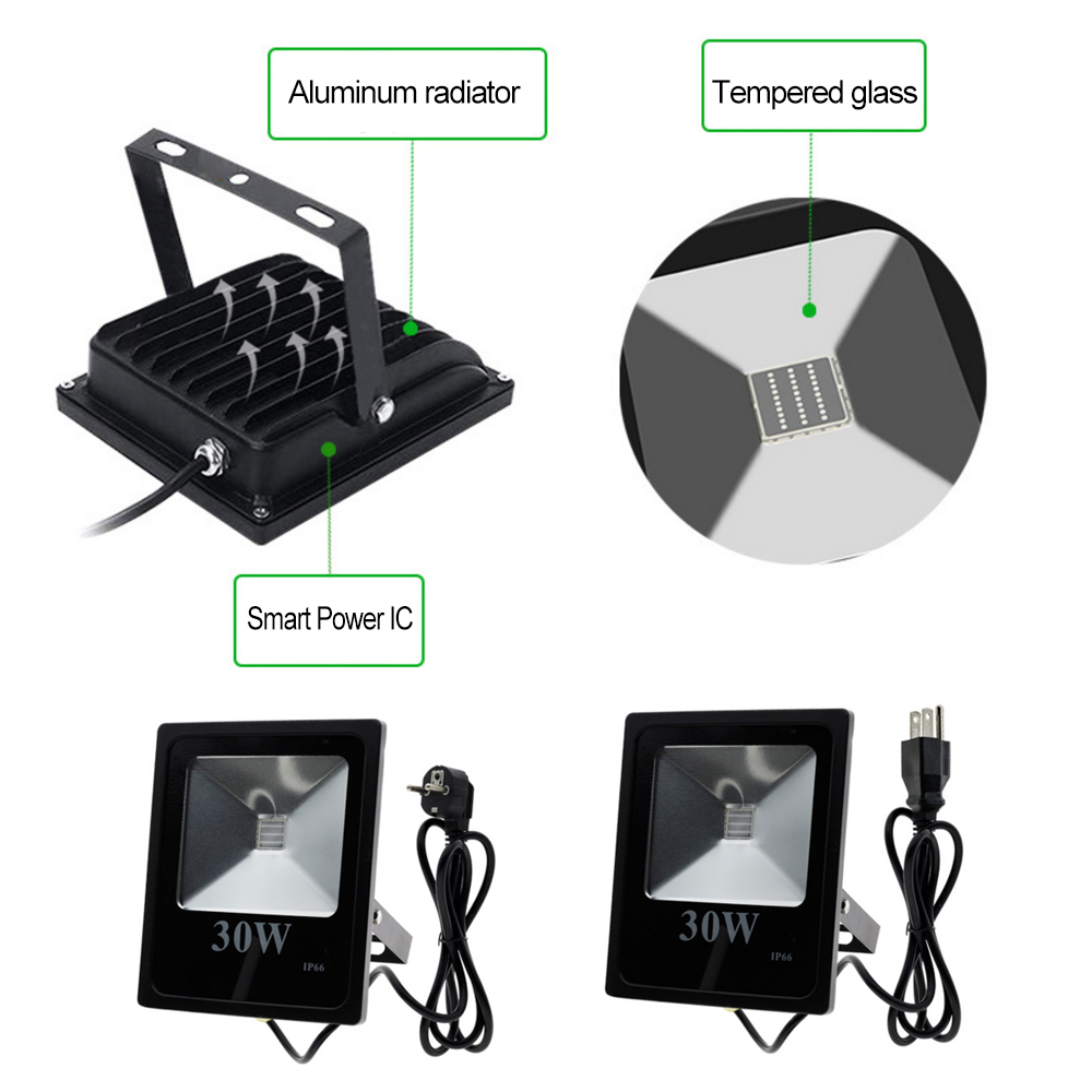 UV LED Floodlight 10W 20W 30W 50W 100W Waterproof LED Spotlight with Sensor AC85-265V Stage Ultraviolet Fluorescent Black Light