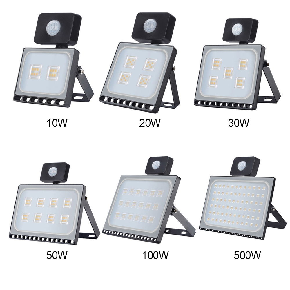 LED Spotlight PIR Motion Sensor Outdoor Led Projector 10W 20W 30W 50W 100W Ultra-thin Induction Led Floodlight Wall Street Lamp