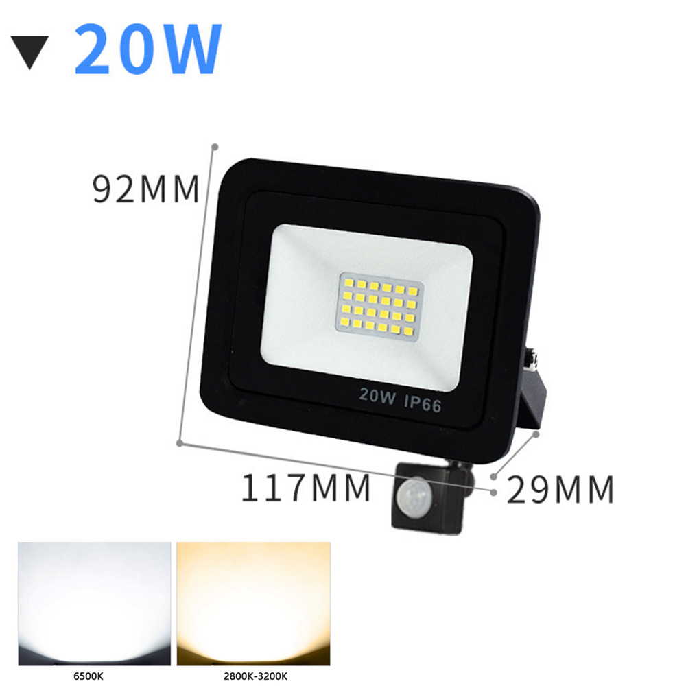 LED Flood Light 10W 20W 30W 50W PIR Motion Sensor Outdoor Waterproof Spot light Exterior Floodlight Garden Wall Street Light