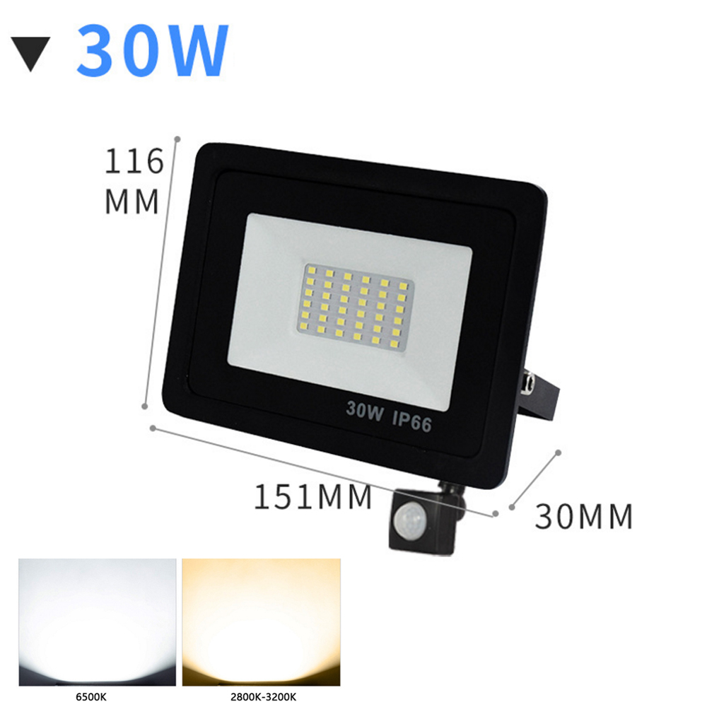 LED Flood Light 10W 20W 30W 50W PIR Motion Sensor Outdoor Waterproof Spot light Exterior Floodlight Garden Wall Street Light