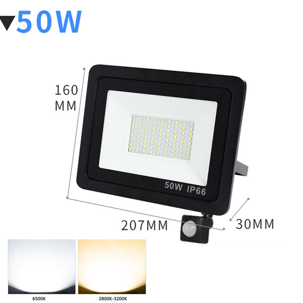 LED Flood Light 10W 20W 30W 50W PIR Motion Sensor Outdoor Waterproof Spot light Exterior Floodlight Garden Wall Street Light