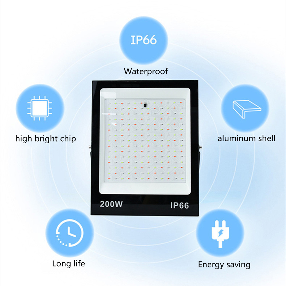 LED FloodLight IP67 Waterproof RGB LED Spotlight With Remote Control 30W 50W 100W 200W Garden Wall Projector Outdoor Lighting
