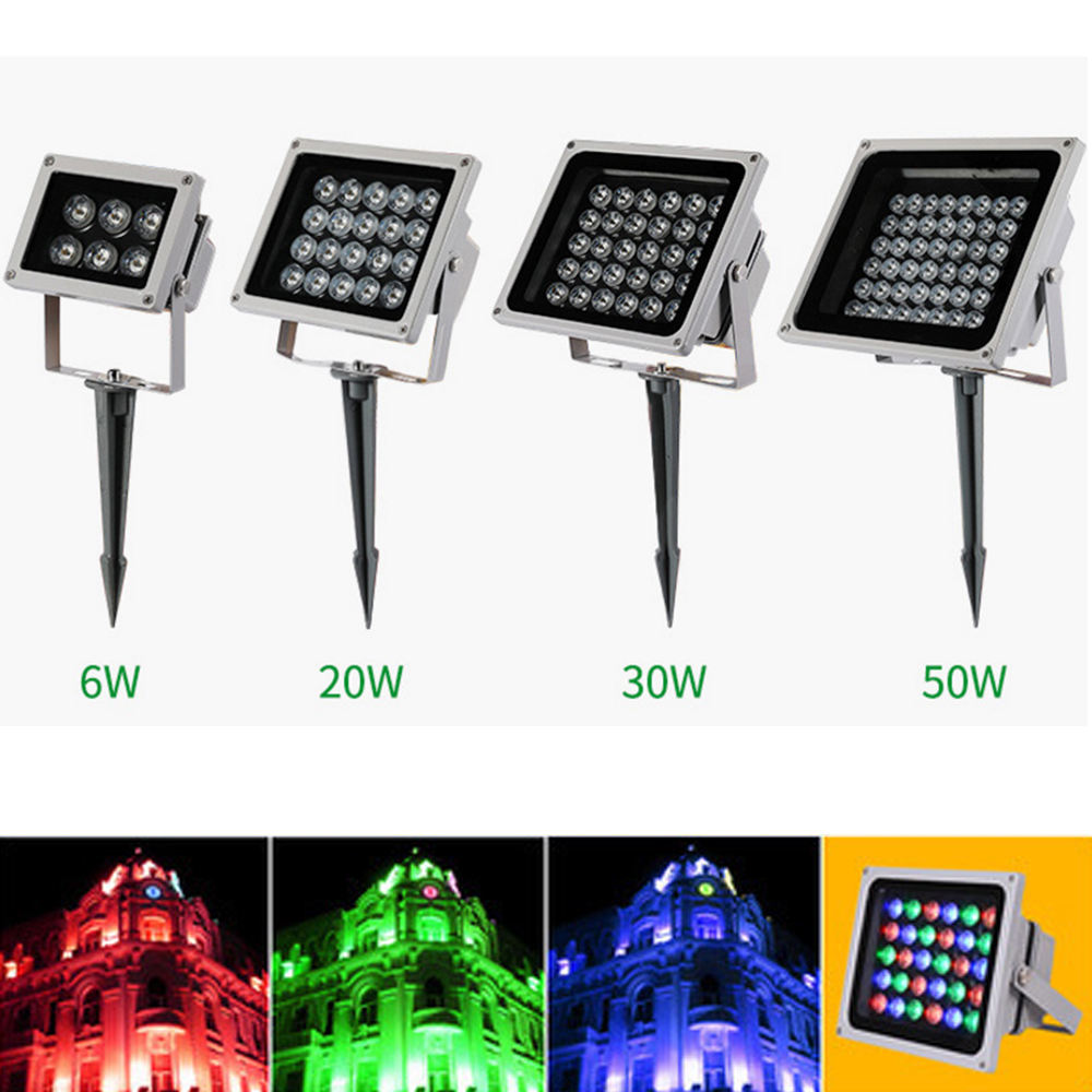 LED Floodlight In Ground Lamp with Spike 20W 30W 50W 100W Outdoor Reflector Spotlight AC 110V 220V Waterproof Garden Lighting