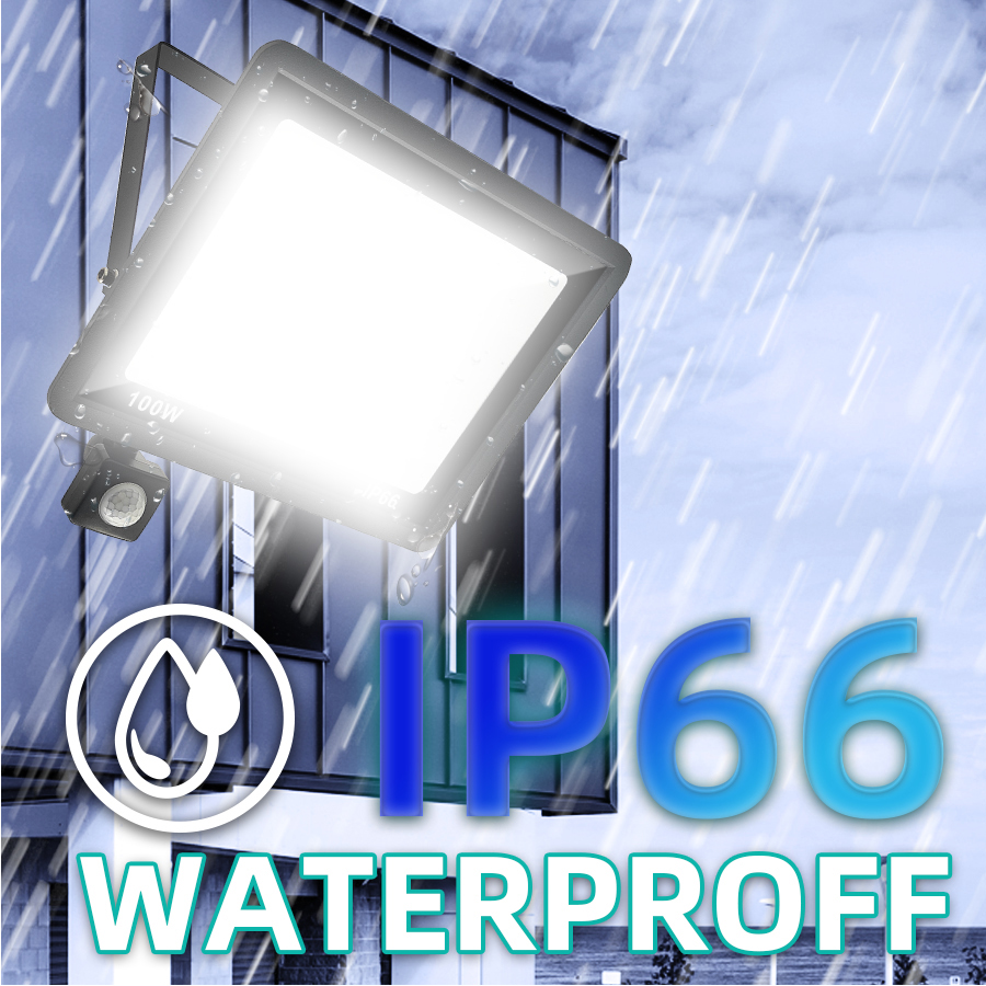 LED Flood Light Motion Sensor Pir Floodlight Lamp 50W 30W Floodlights Outdoor IP66 10W 20W 100W 150W Garden Spotlight Wall