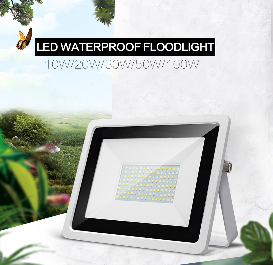 LED Floodlight 220V High Bright LED Spotlight 10W 20W 30W 50W Cold White Outdoor Wall Reflector Lighting Waterproof Garden Lamp