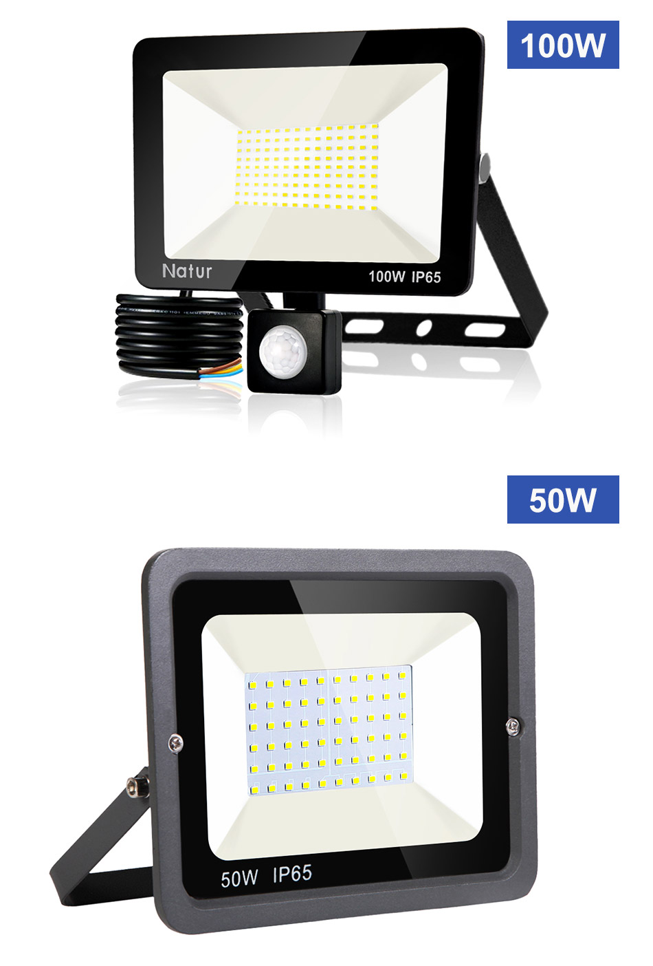 Pir Motion Sensor Floodlight Waterproof Led Flood Light 10W 20W 30W 50W 100W 150W 200W 300W500W Light Outdoor Ip66 Spotlight