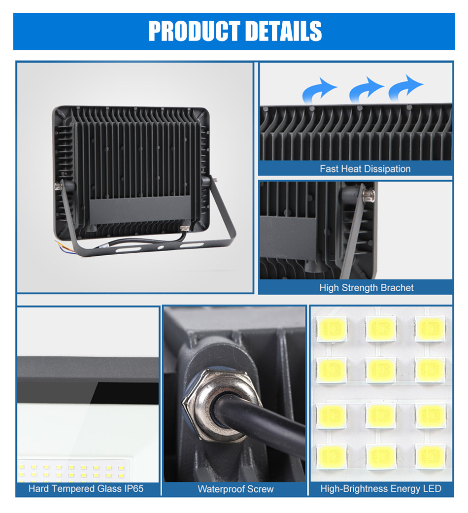 Pir Motion Sensor Floodlight Waterproof Led Flood Light 10W 20W 30W 50W 100W 150W 200W 300W500W Light Outdoor Ip66 Spotlight