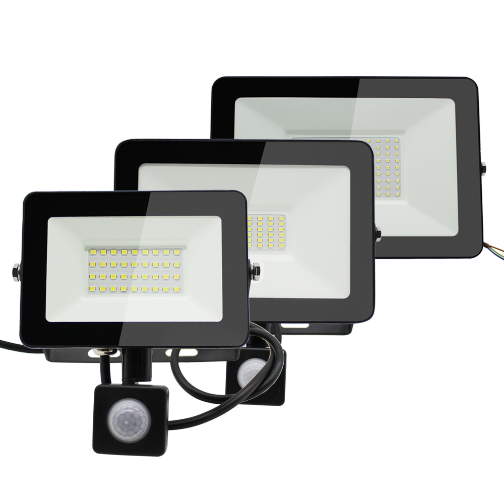 Pir Motion Sensor Floodlight Waterproof Led Flood Light 10W 20W 30W 50W 100W 150W 200W 300W500W Light Outdoor Ip66 Spotlight