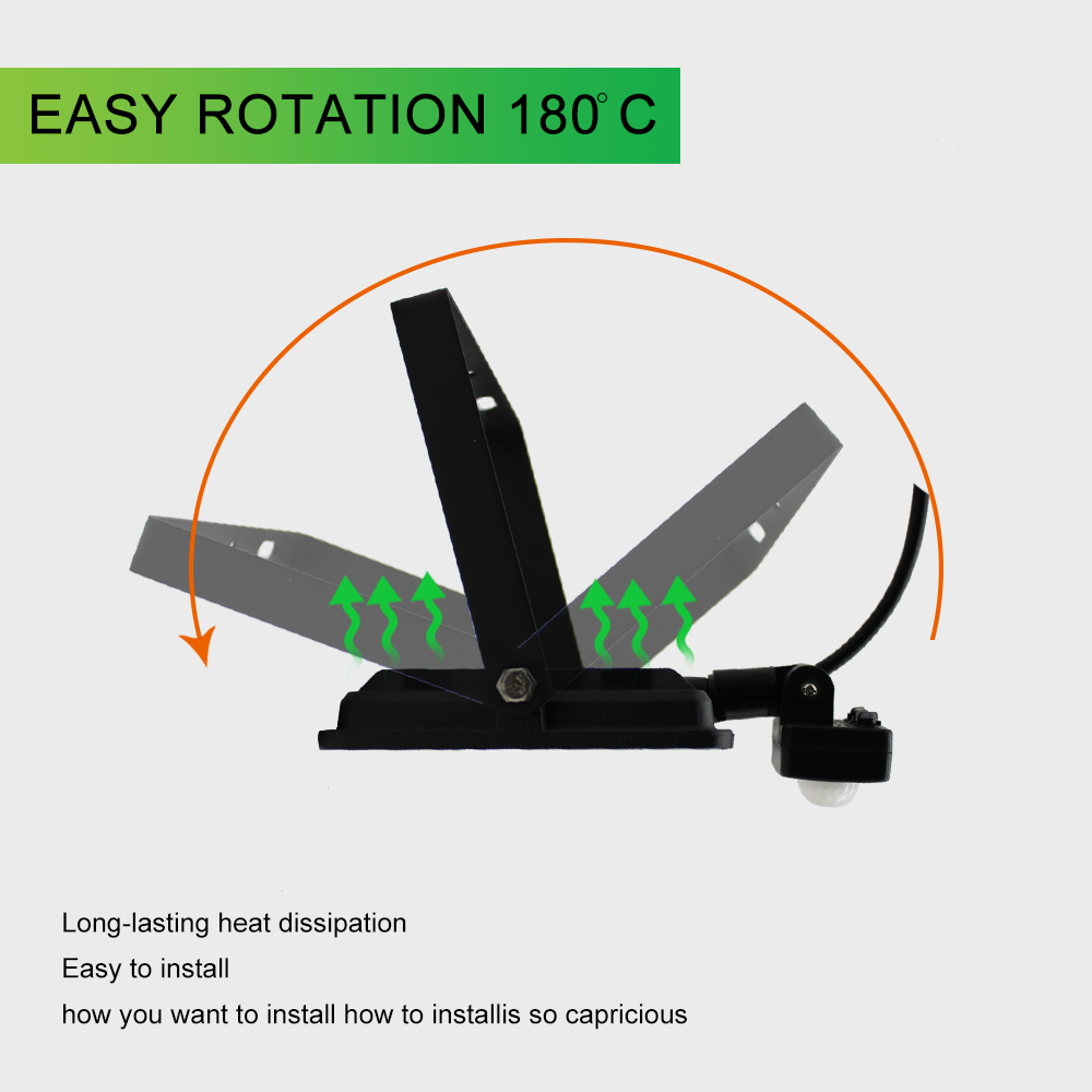 Pir Motion Sensor Floodlight Waterproof Led Flood Light 10W 20W 30W 50W 100W 150W 200W 300W500W Light Outdoor Ip66 Spotlight