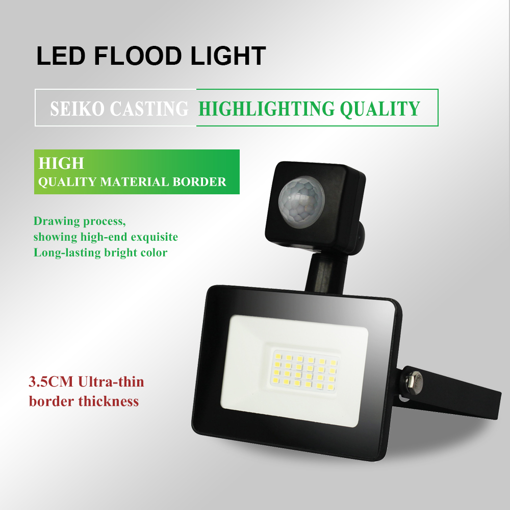 Pir Motion Sensor Floodlight Waterproof Led Flood Light 10W 20W 30W 50W 100W 150W 200W 300W500W Light Outdoor Ip66 Spotlight