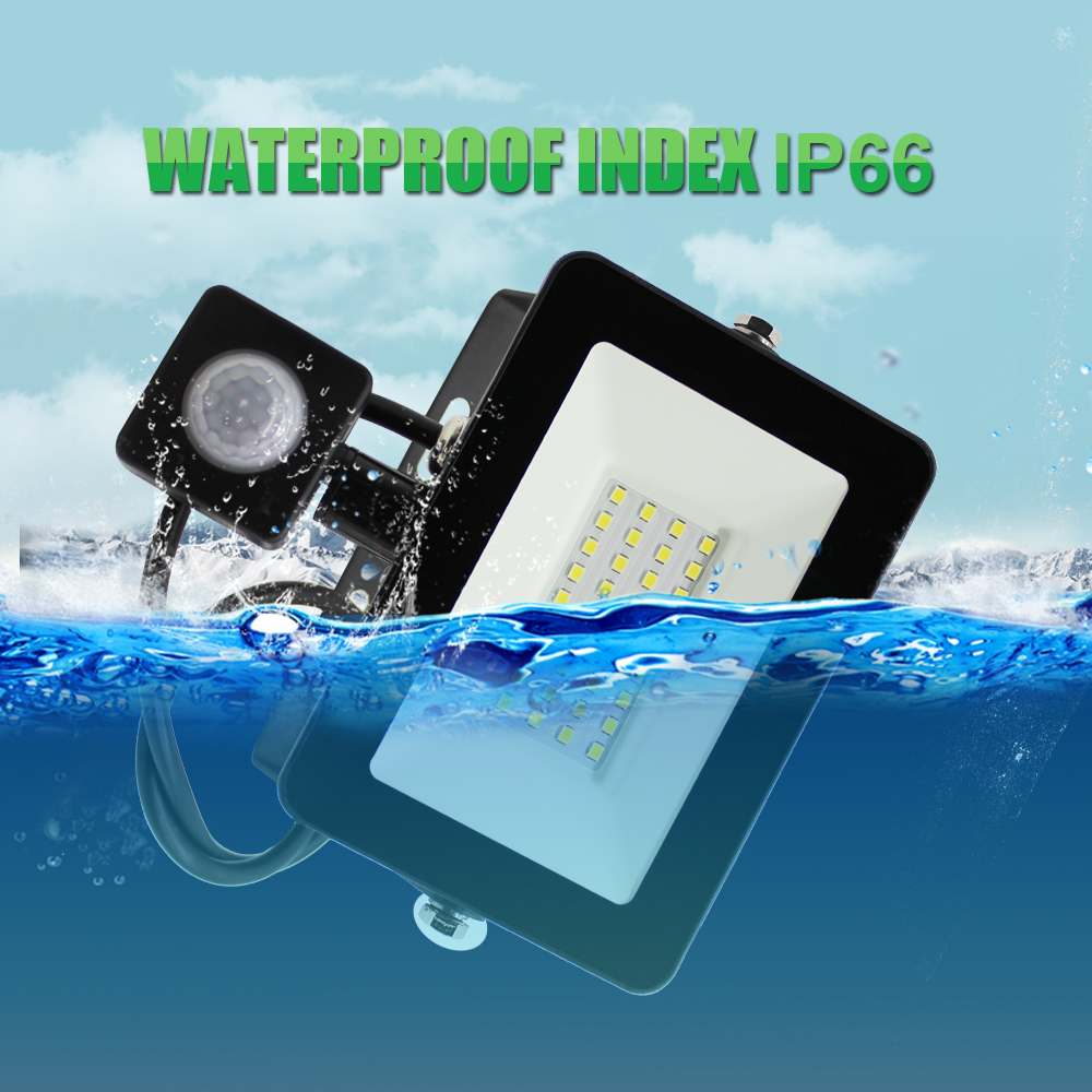 Pir Motion Sensor Floodlight Waterproof Led Flood Light 10W 20W 30W 50W 100W 150W 200W 300W500W Light Outdoor Ip66 Spotlight