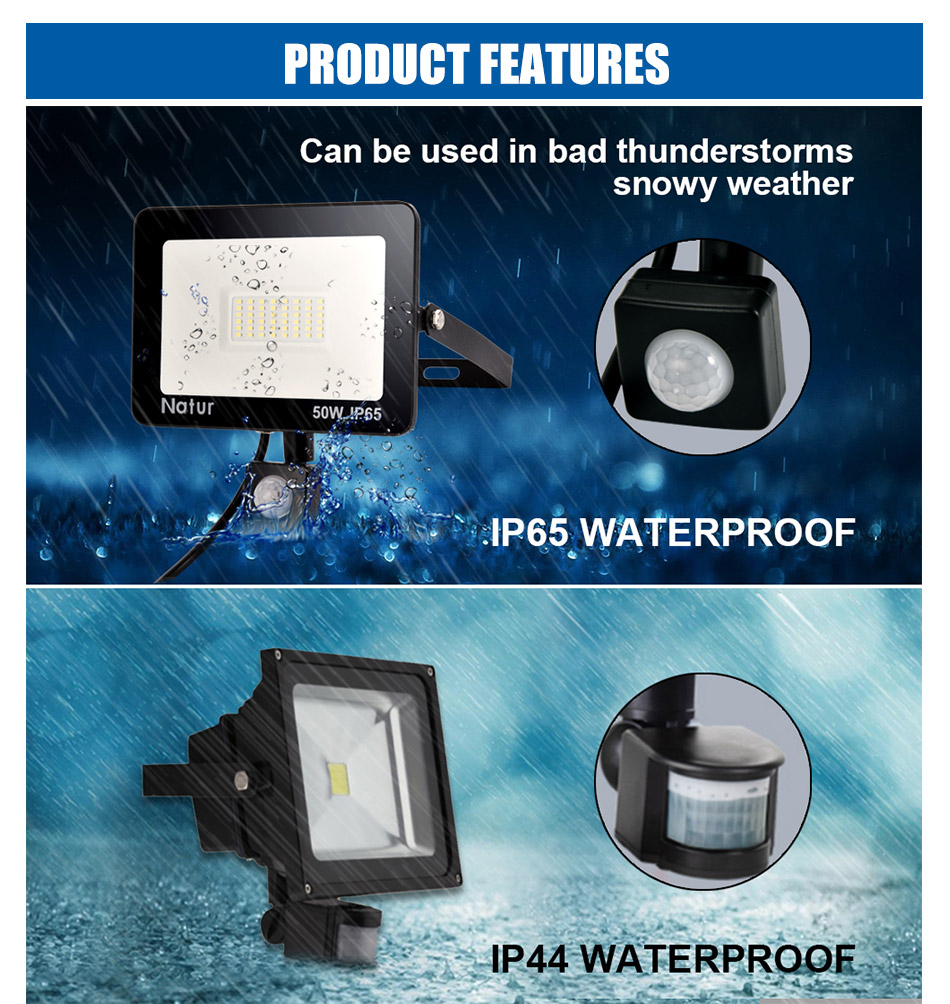 Pir Motion Sensor Floodlight Waterproof Led Flood Light 10W 20W 30W 50W 100W 150W 200W 300W500W Light Outdoor Ip66 Spotlight