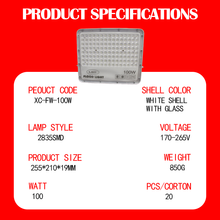 Outdoor Led Flood Light 100W Ip66 Waterproof Garden Lighting Spotlight Industry Light Night Street Lamp Reflector Floodlight