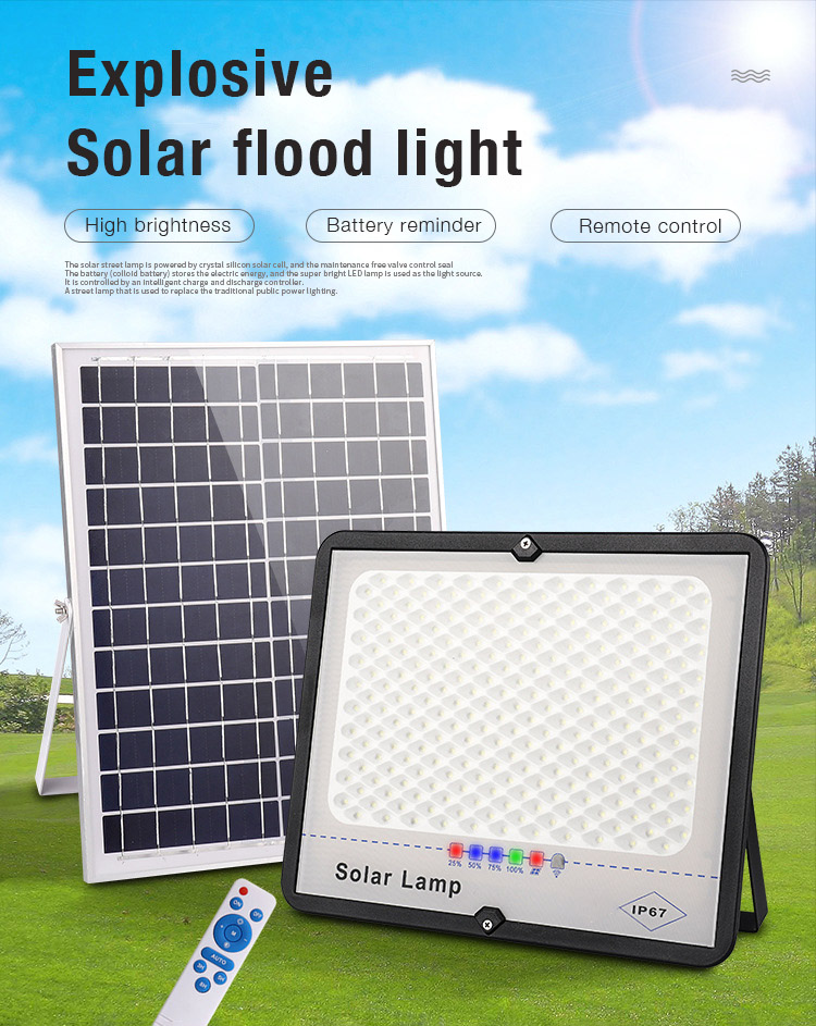 Solar Flood Light Waterproof 100W Led Spotlight Remote Control Outdoor Garden Path Street Lamp Courtyard Wall Lamp for Night