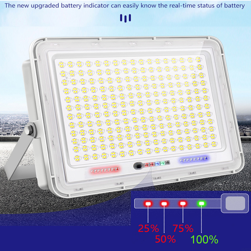 100-500W LED Solar Solar Lamp Super Bright Lighting Gig Capacity Battery Lens Spotlight Wireless Outdoor Waterproof