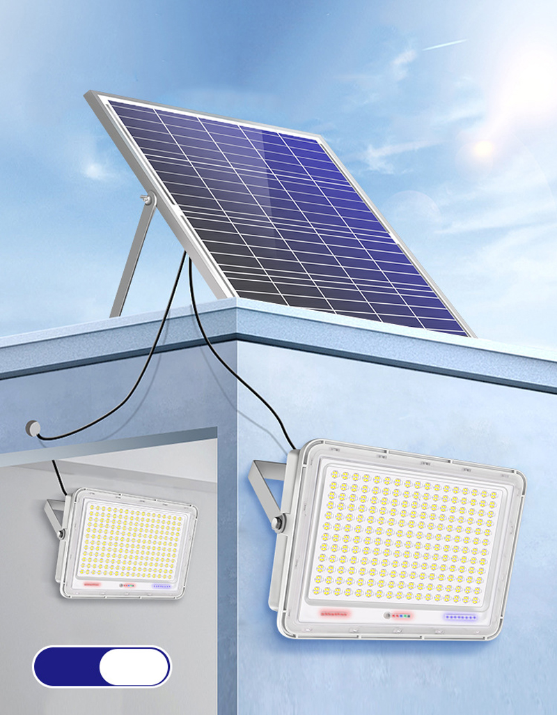 100-500W LED Solar Solar Lamp Super Bright Lighting Gig Capacity Battery Lens Spotlight Wireless Outdoor Waterproof