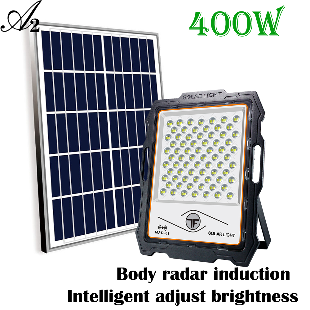 Solar Street Light Induction 100W 200W LED Sun Floodlight Lens Super Bright Large Battery Spotlight Wireless Outdoor