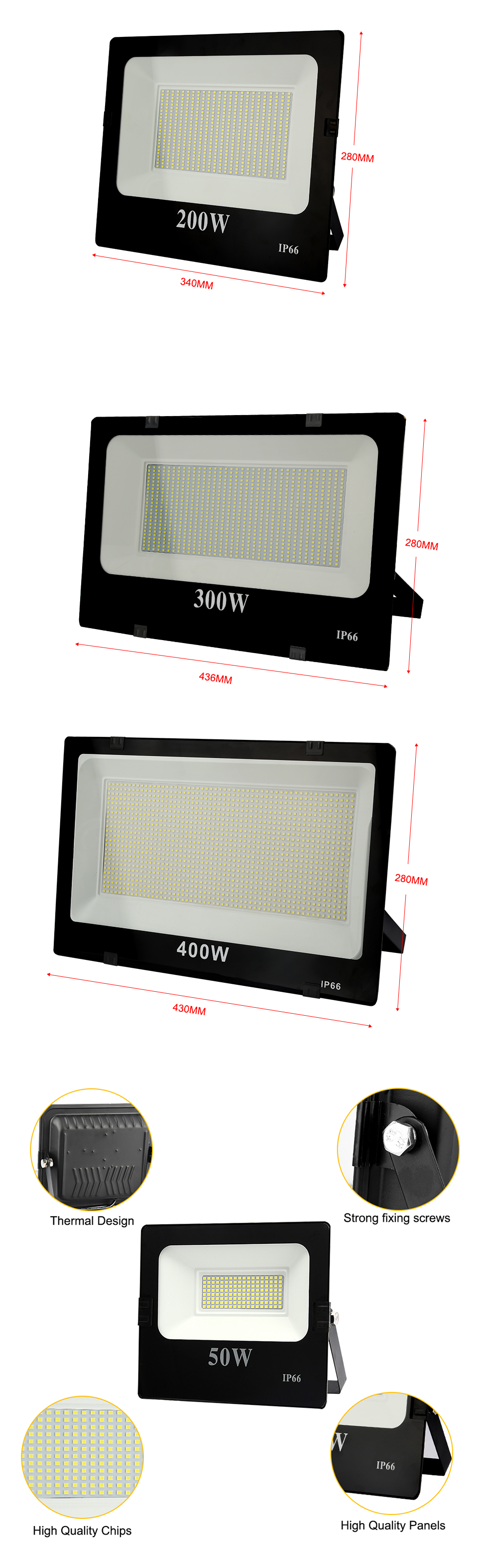 Ultra-thin Led Flood Light 10W 30W 50W 100W 200W 300W 400W 220V Spotlight Outdoor Garden Lamp Waterproof IP66